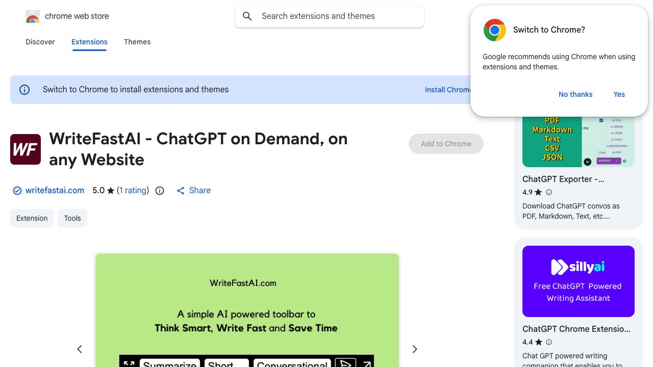 WriteFastAI-ChatGPT on Demand, on any Website 网站截图