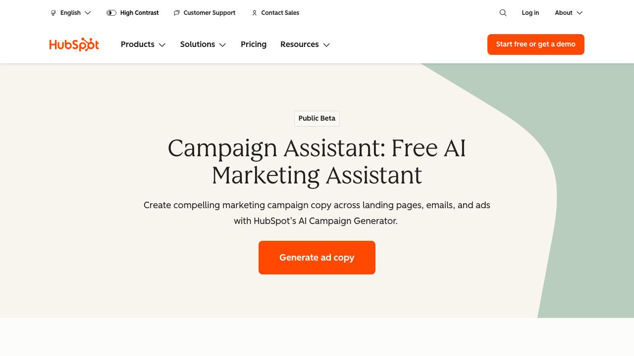 HubSpot Campaign Assistant 网站截图