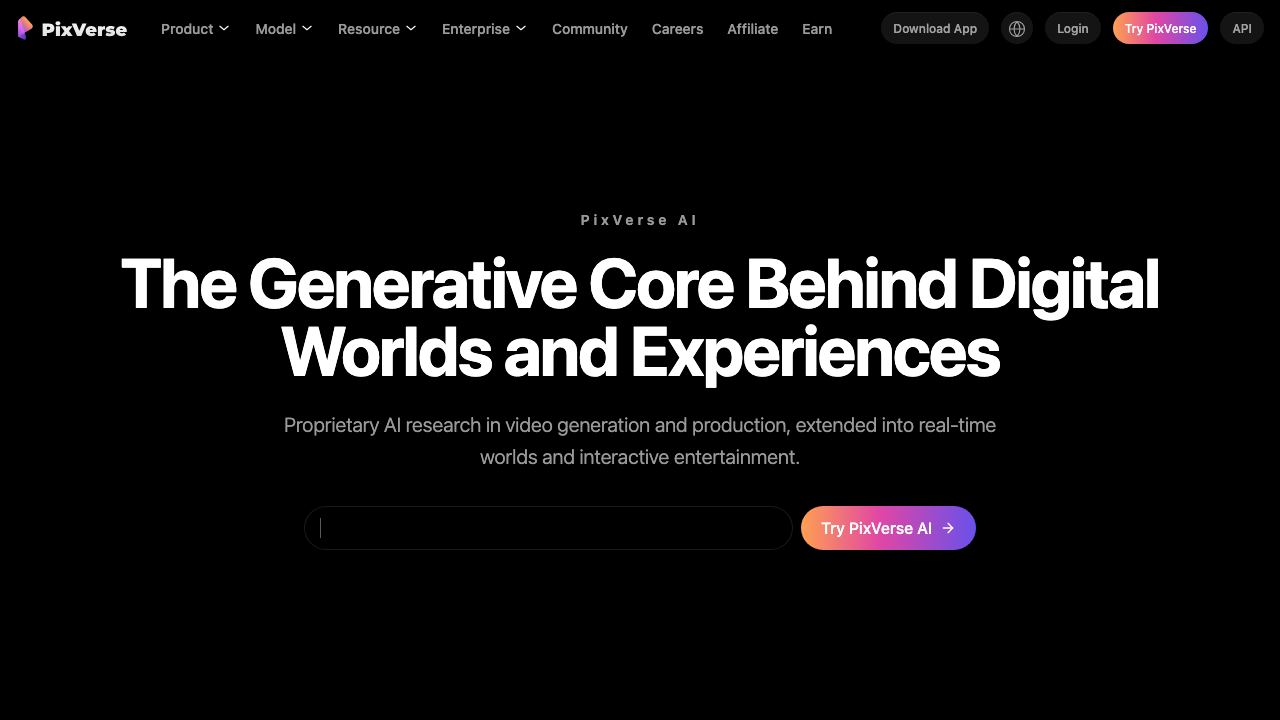 PixVerse 网站截图