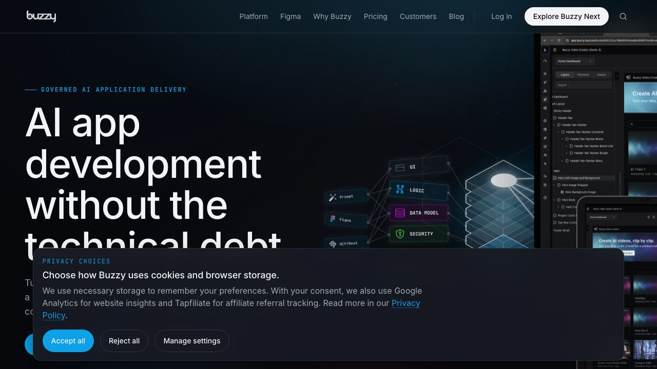 Buzzy Ai website screenshot