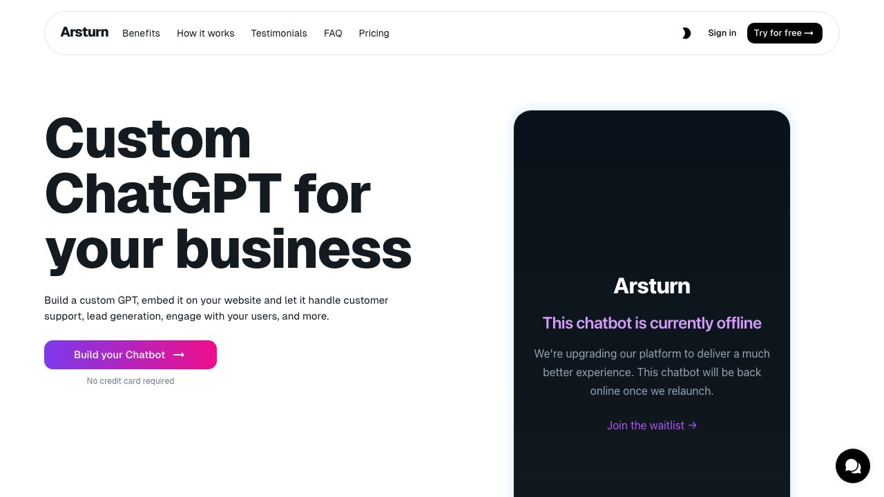 Arsturn website screenshot