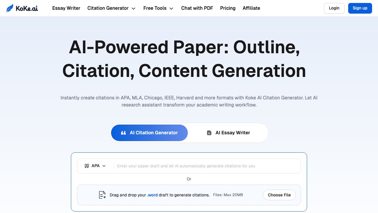 Koke AI: AI Citation Generator 网站截图
