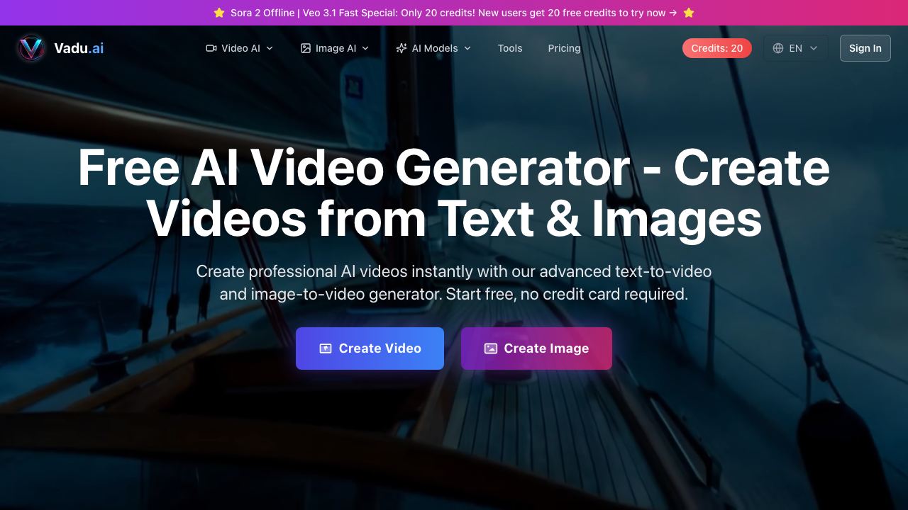 Vadu AI 网站截图