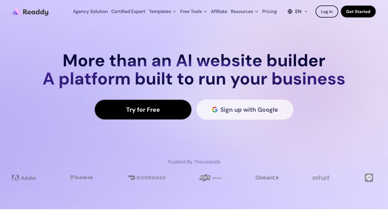 Readdy website screenshot
