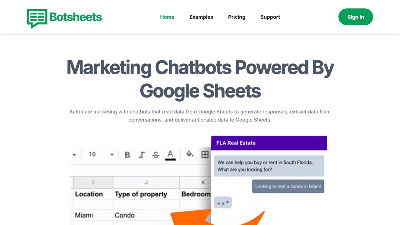 Botsheets website screenshot