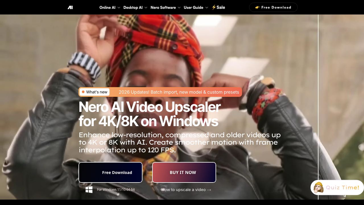 Nero AI Video Upscaler 网站截图