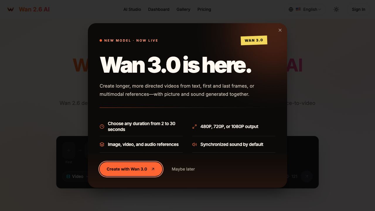 Wan 2.6 AI 网站截图
