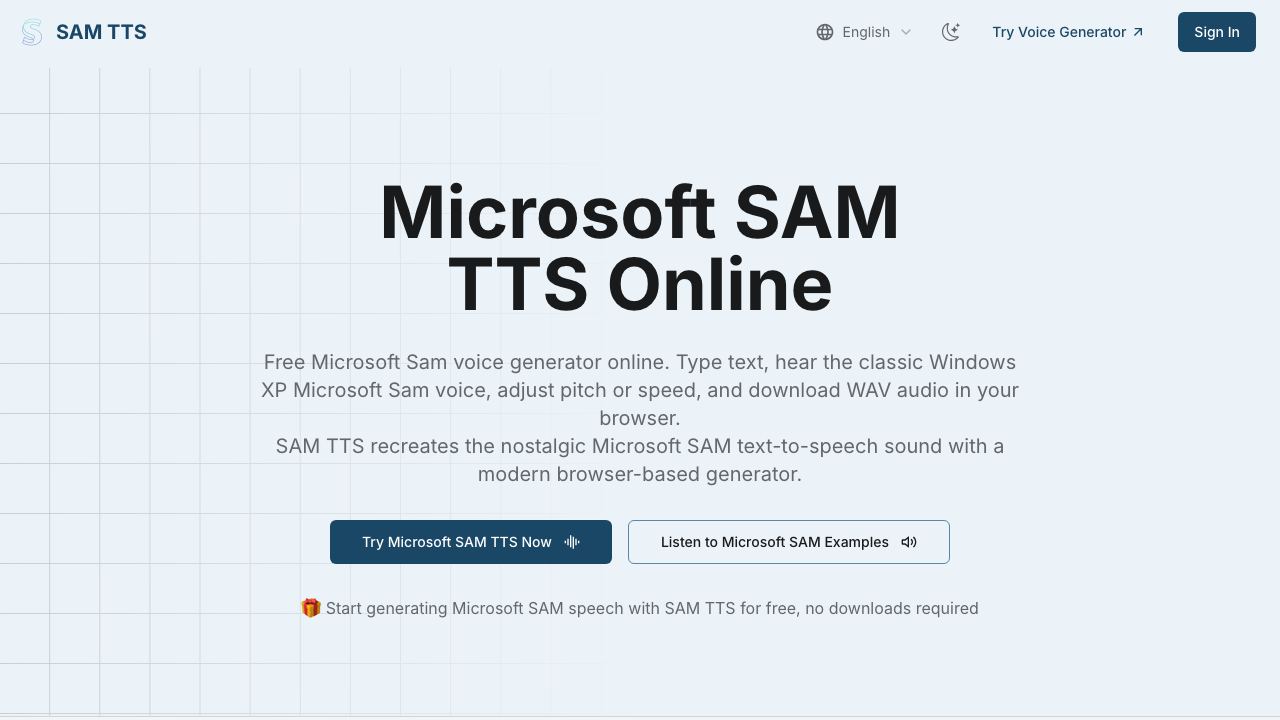 SAM TTS 网站截图