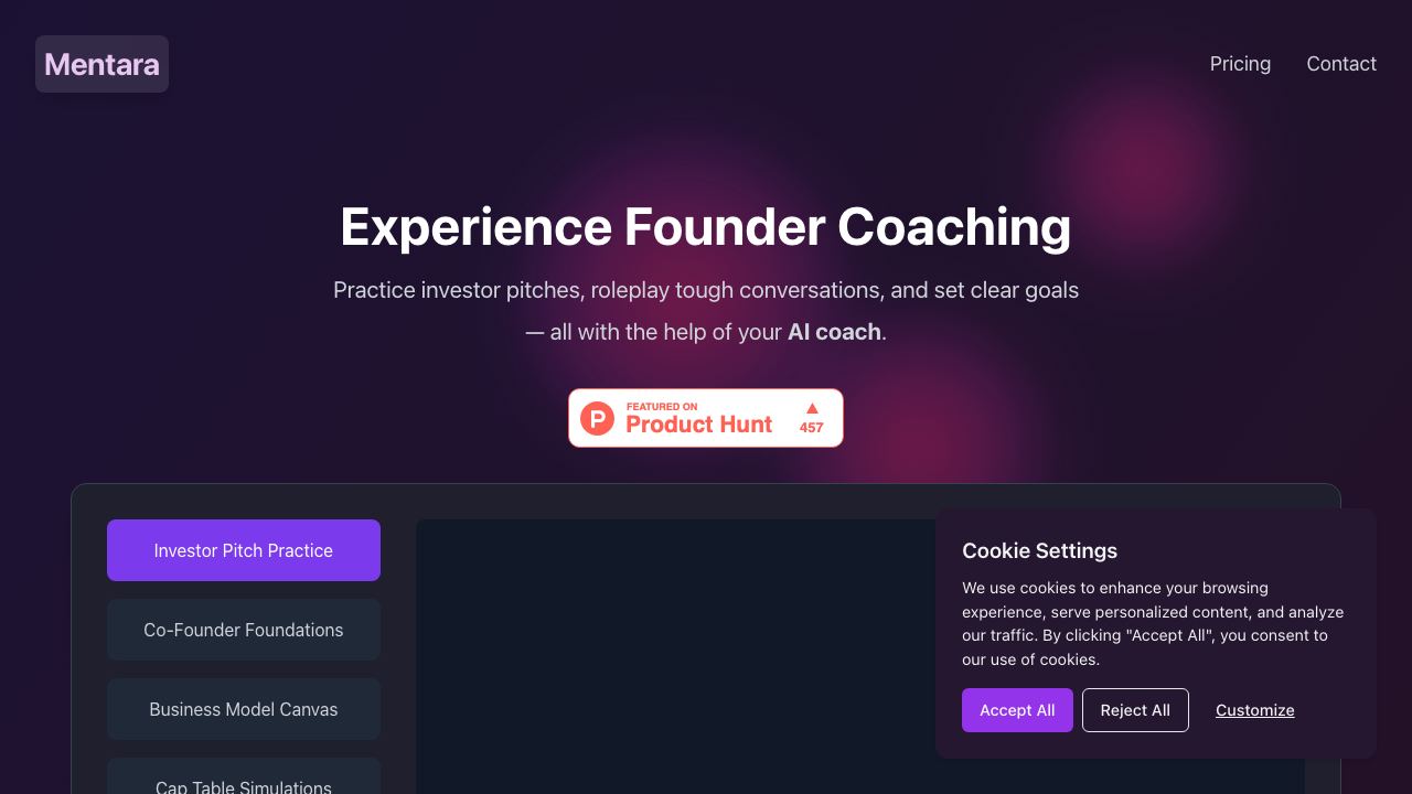 Mentara website screenshot