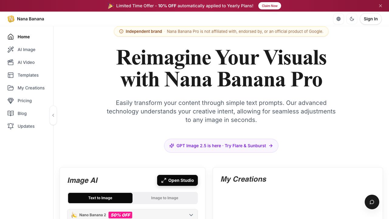 Nana Banana Pro 网站截图