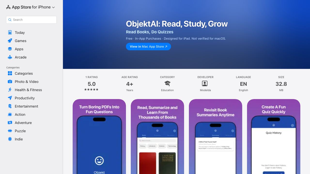 ObjektAI: PDF to Quiz Maker 网站截图