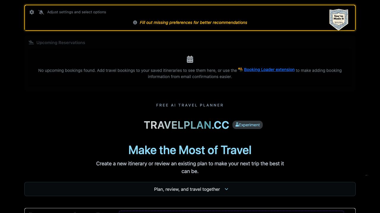 Travel Bug AI 网站截图