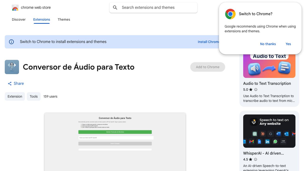 Conversor de Áudio para Texto 网站截图