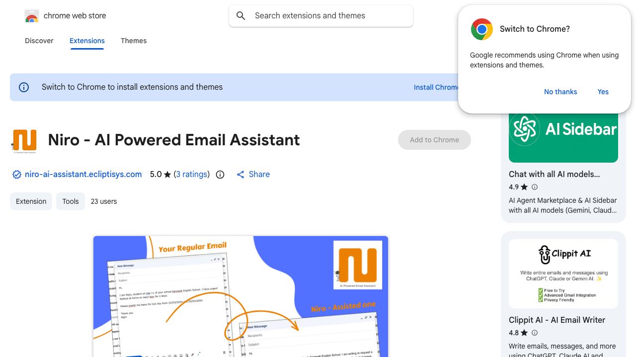Niro - AI Powered Email Assistant 网站截图