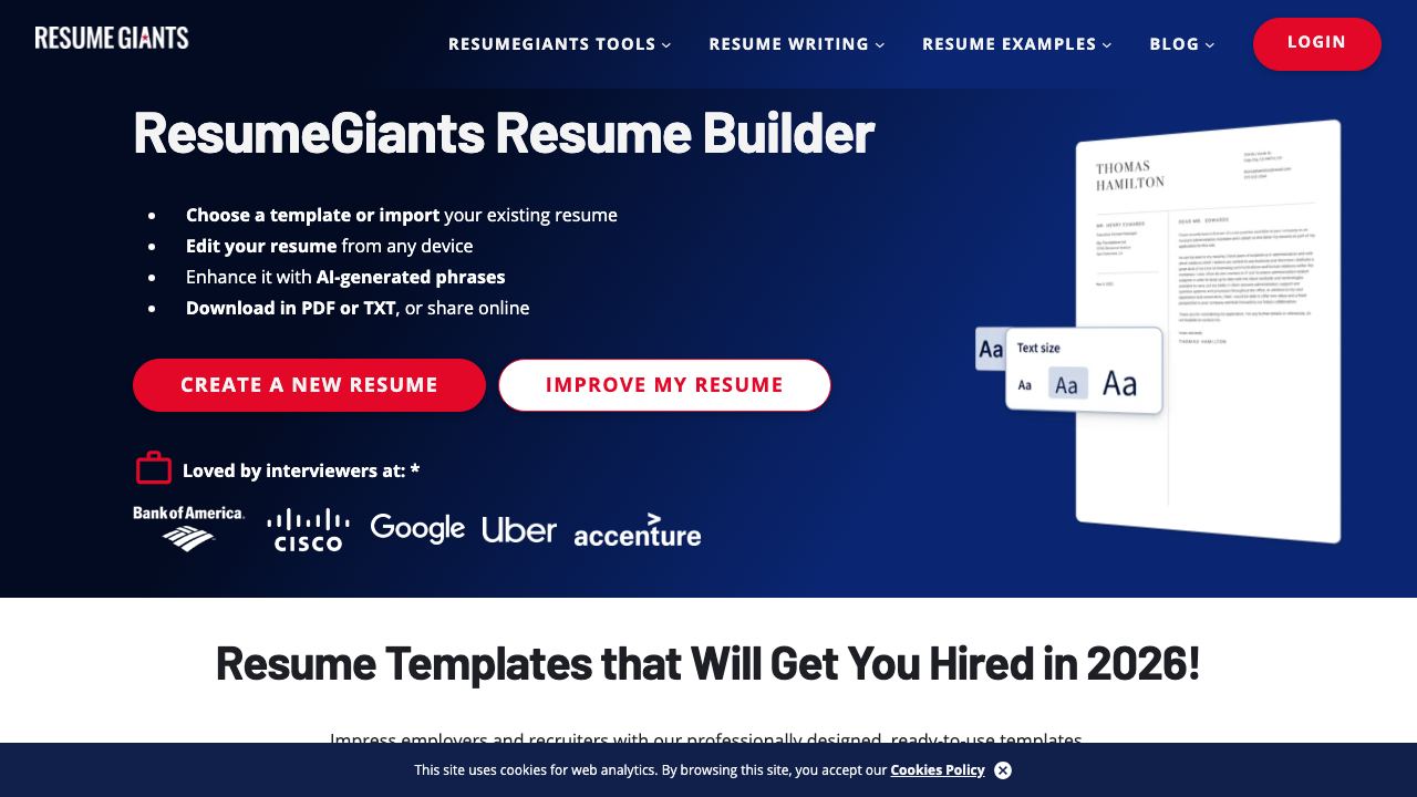 ResumeGiants website screenshot