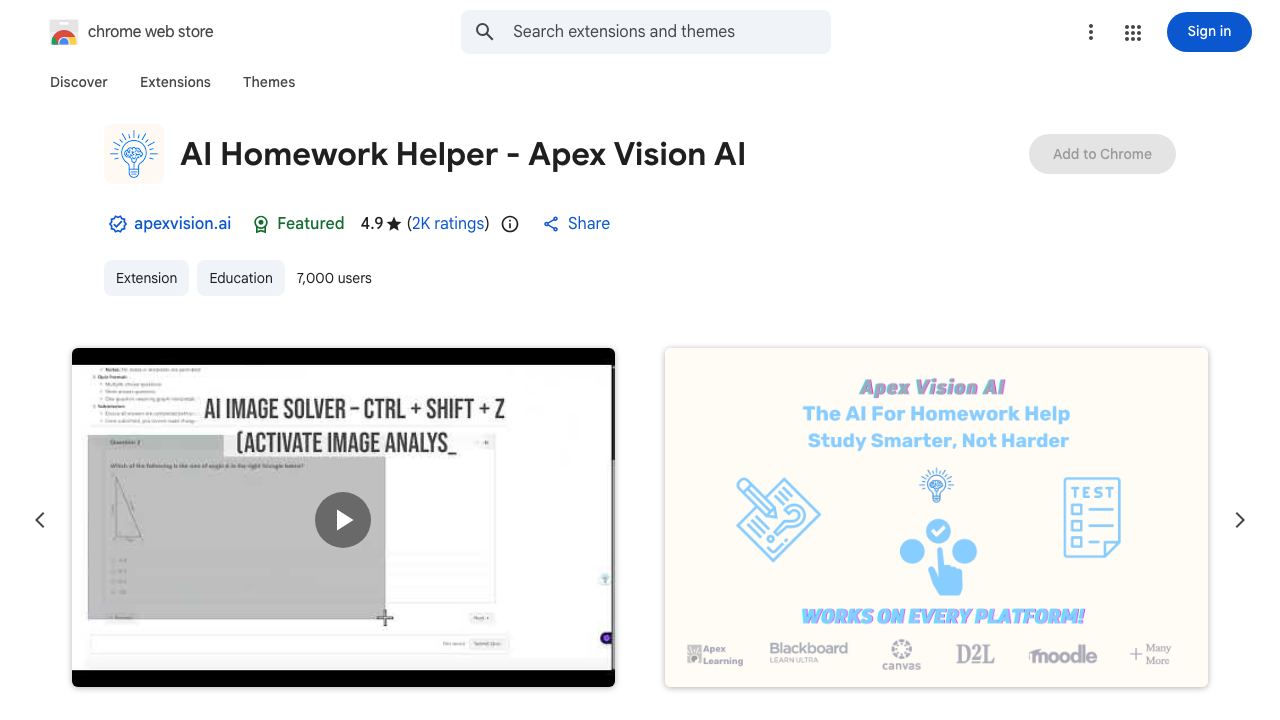 AI Homework Helper - Apex Vision AI 网站截图