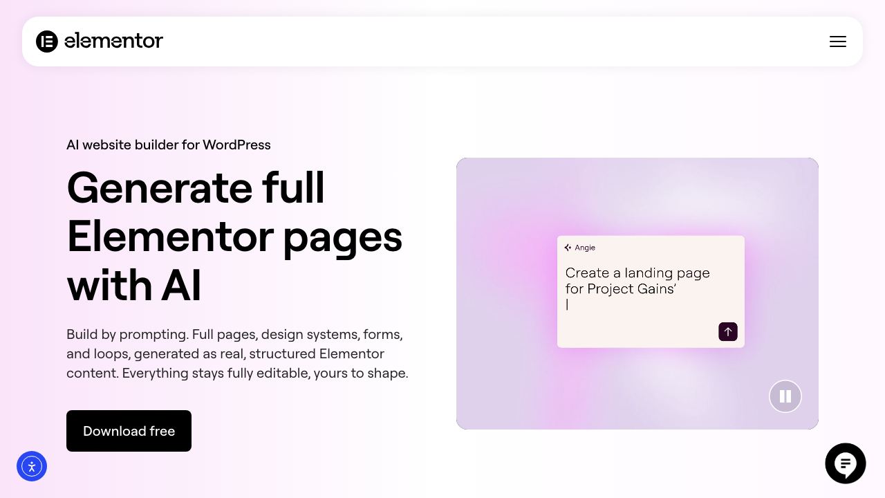 Elementor AI Website Builder 网站截图
