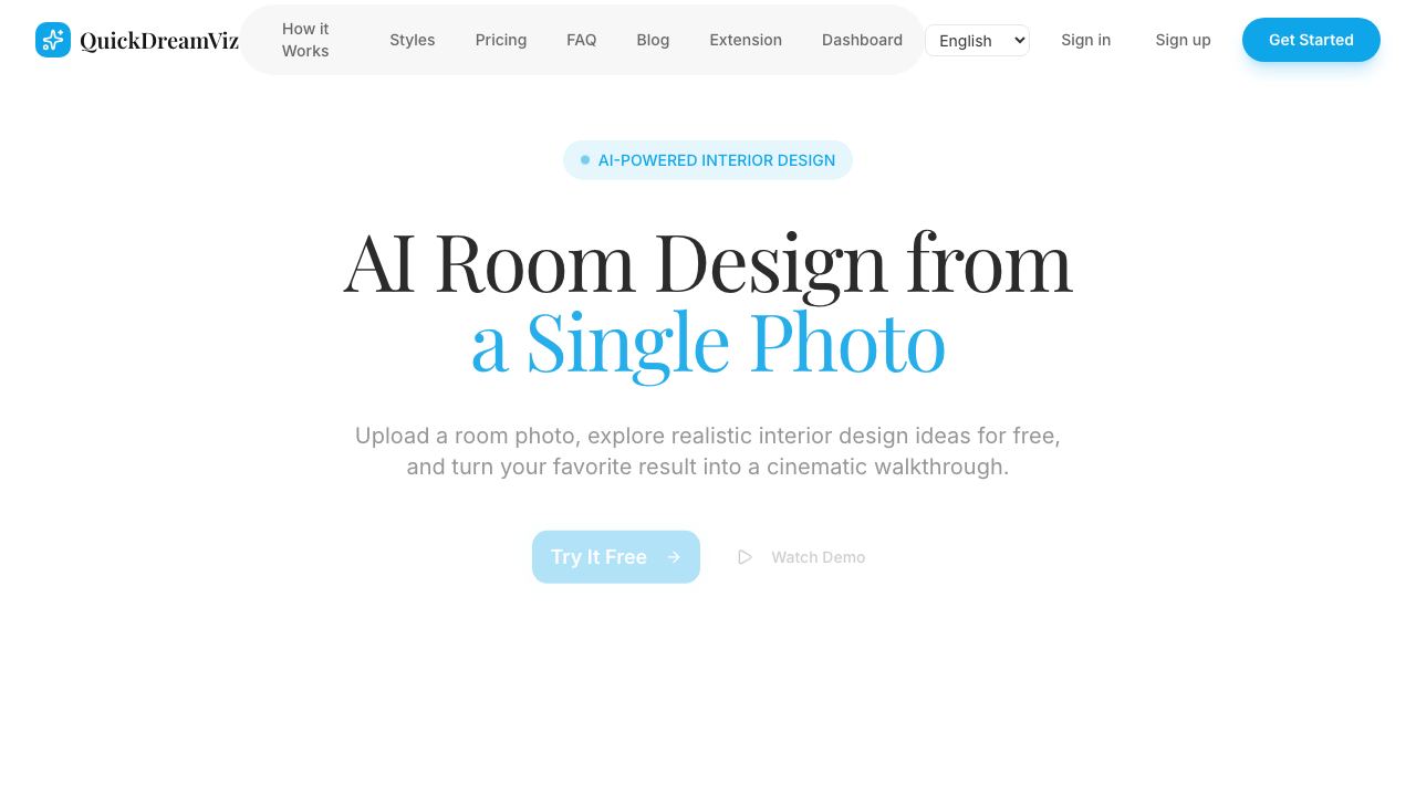 Quick Home Dreamviz website screenshot