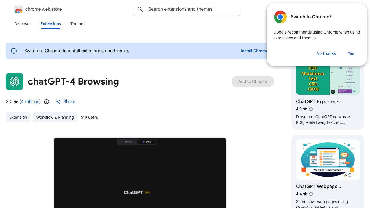 chatGPT-4 Browsing 网站截图