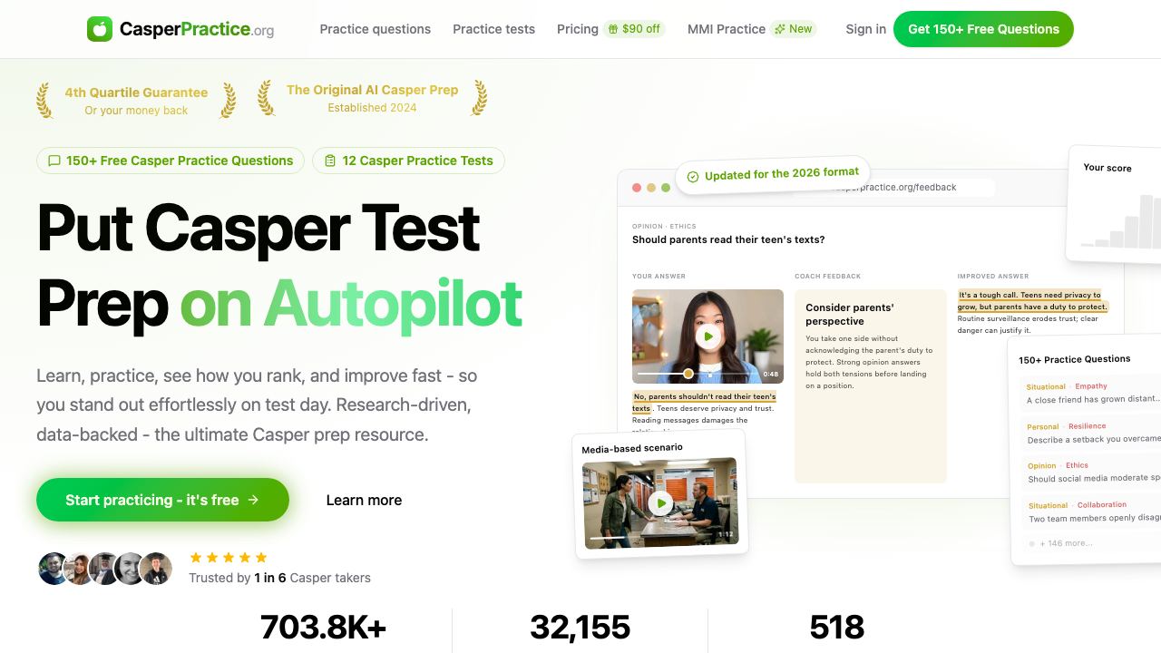 CasperPractice website screenshot