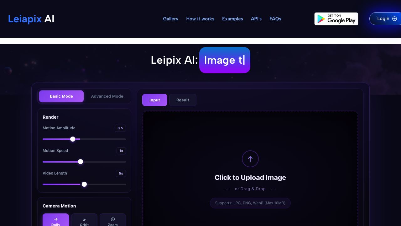 Leiapix AI website screenshot
