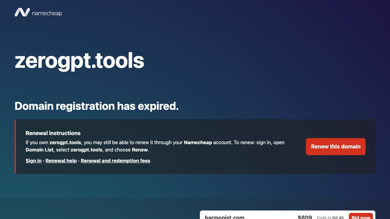 ZeroGPT.Tools 网站截图