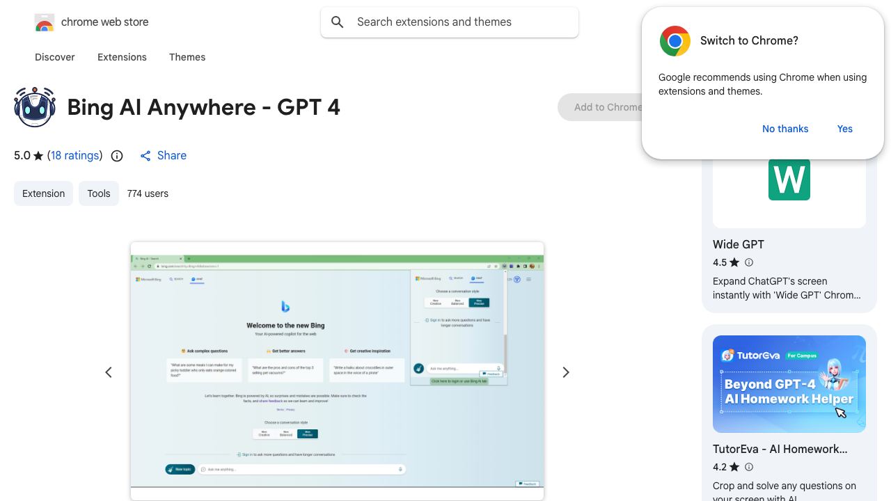 Bing AI Anywhere - GPT 4 网站截图