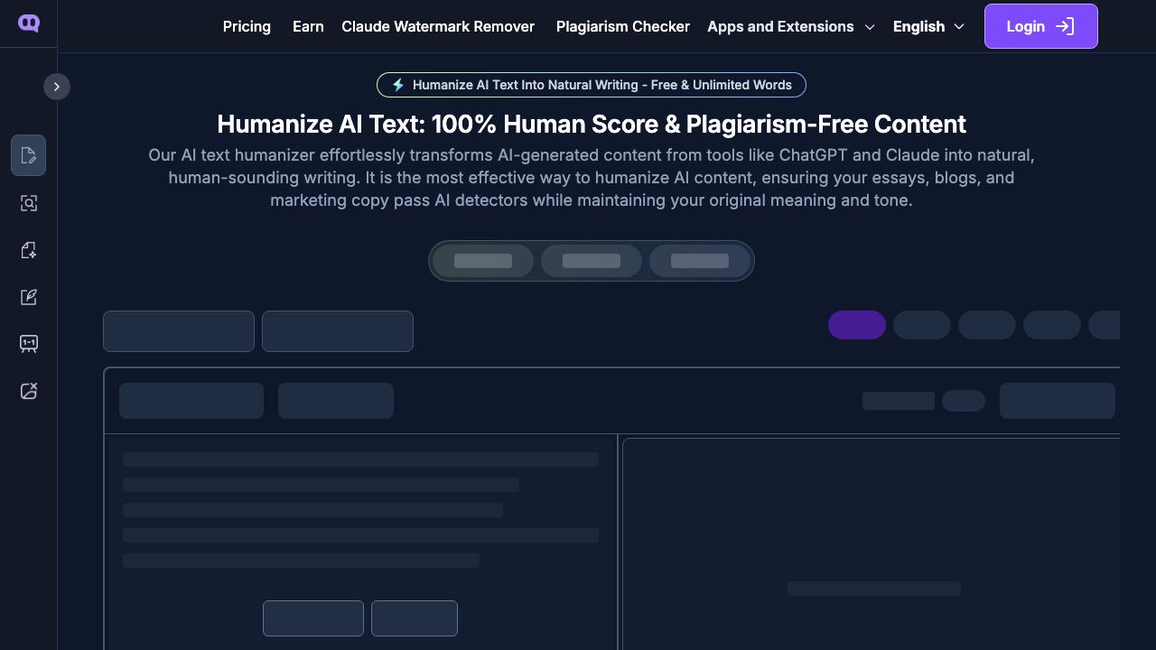 Humanizeaitext AI 网站截图