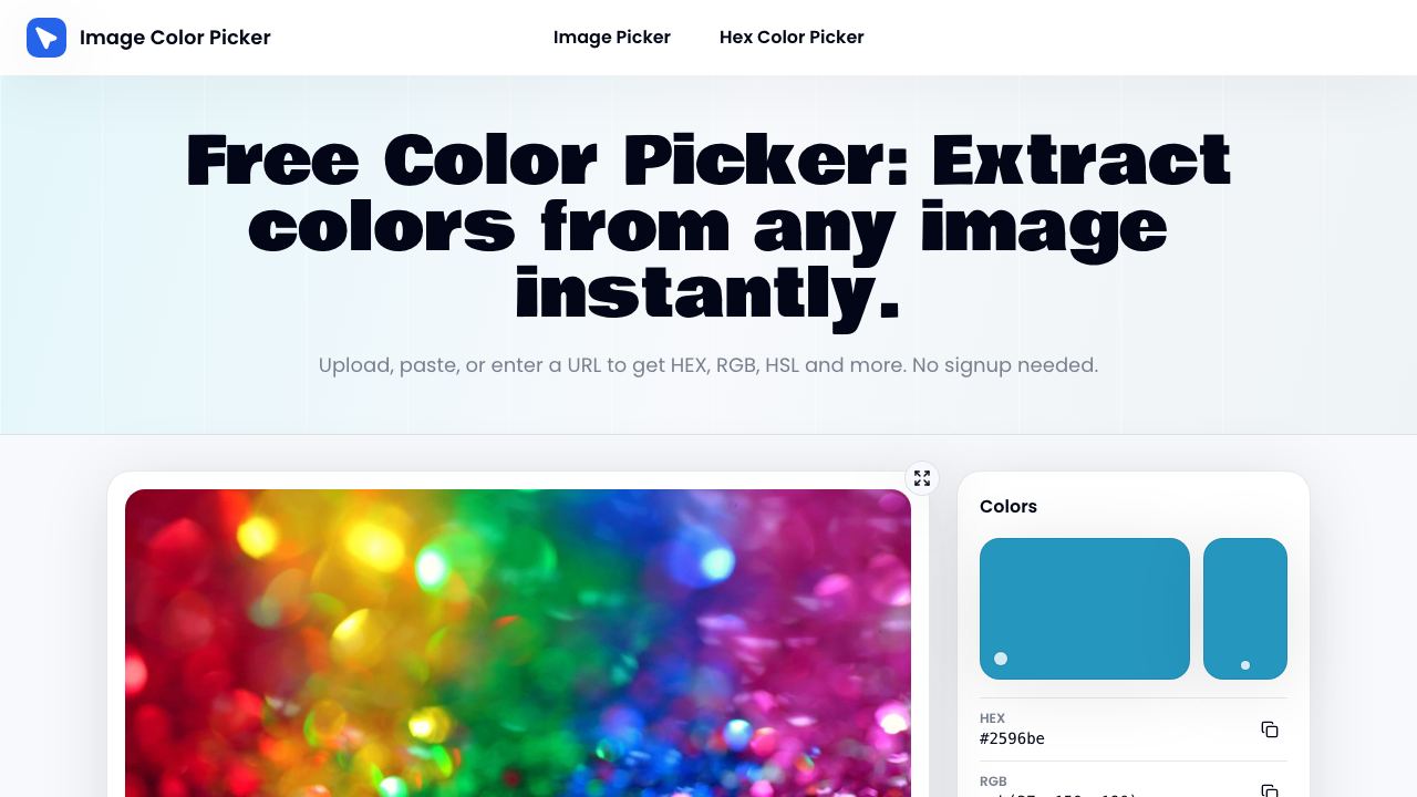Imagecolorpicker website screenshot