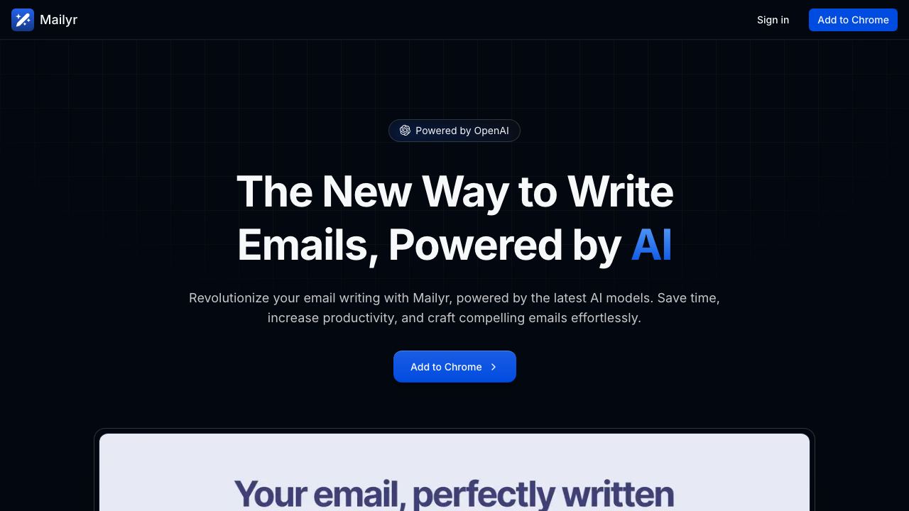 Mailyr website screenshot