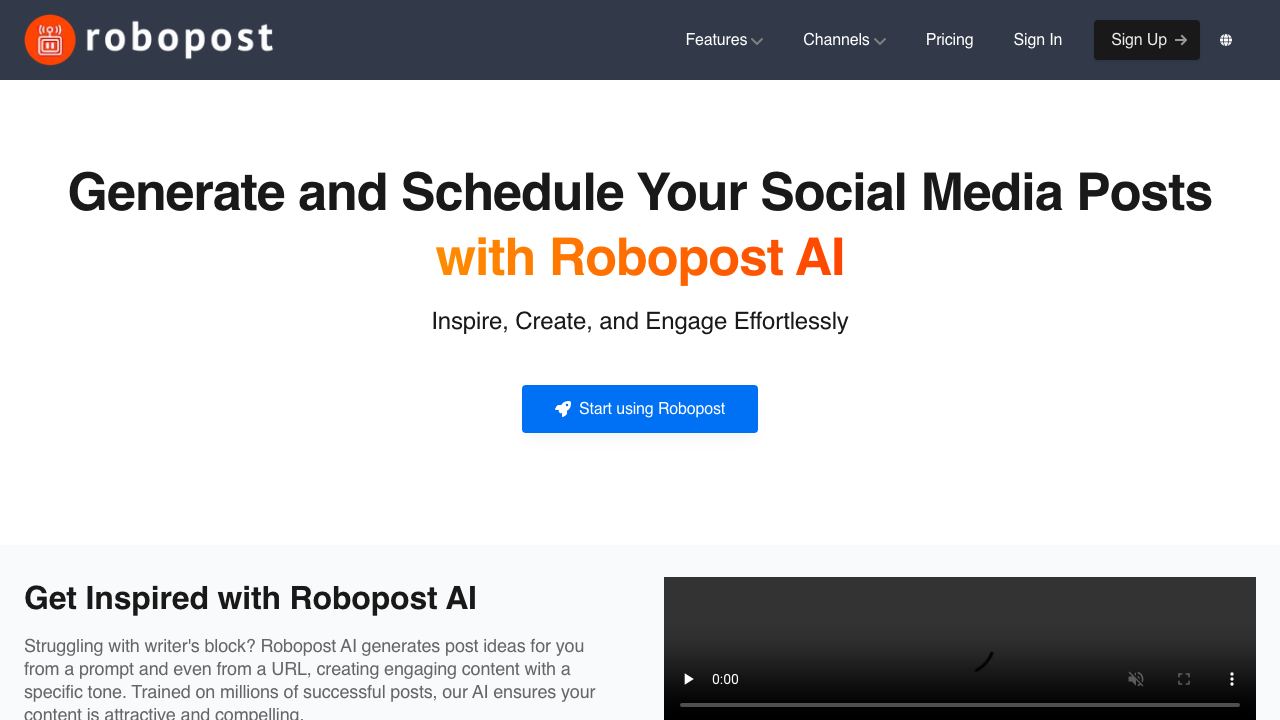 Robopost AI website screenshot