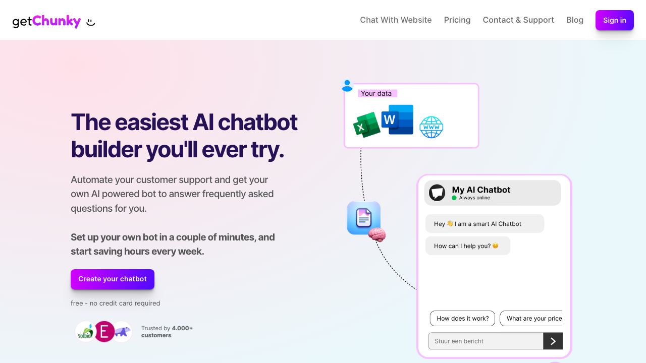 Get Chunky website screenshot