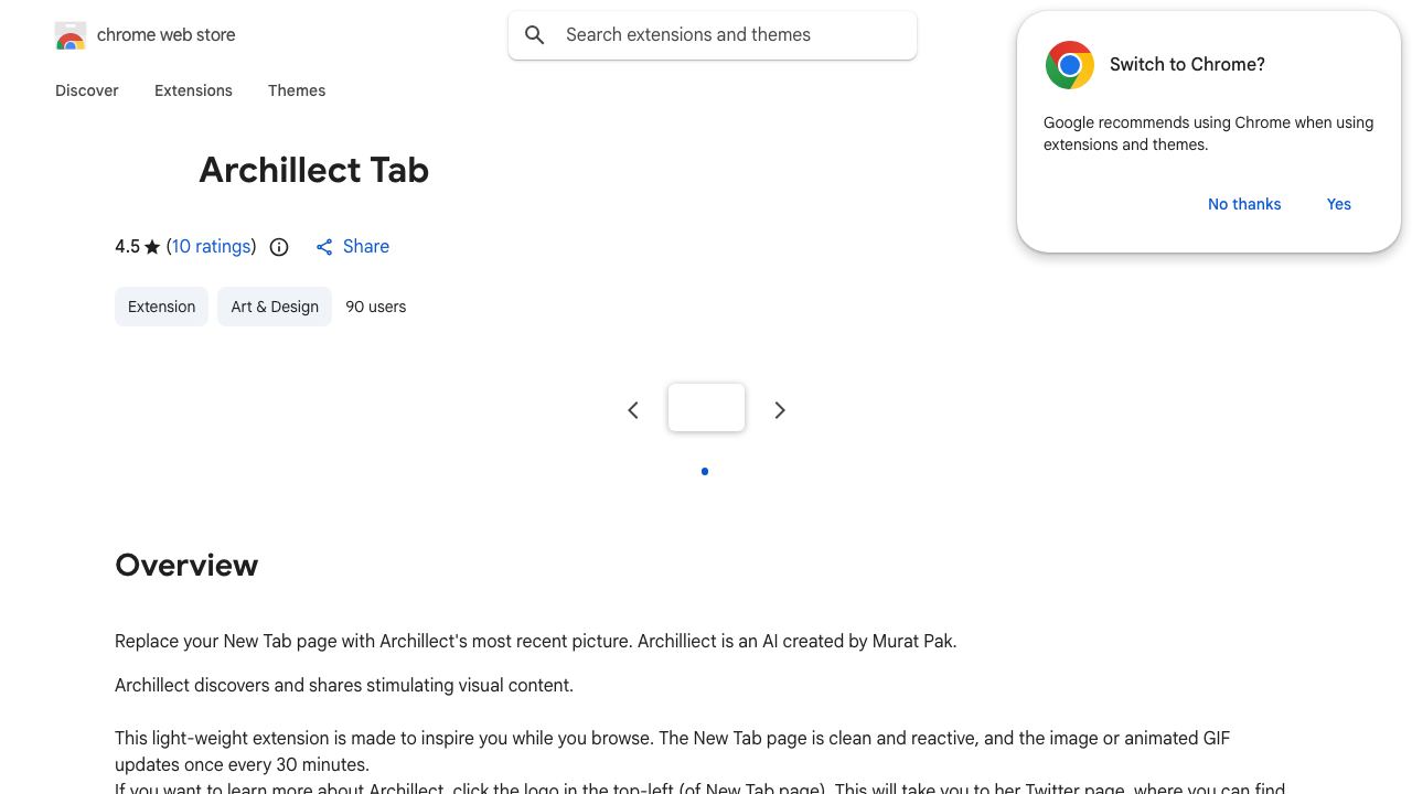 Archillect Tab 网站截图