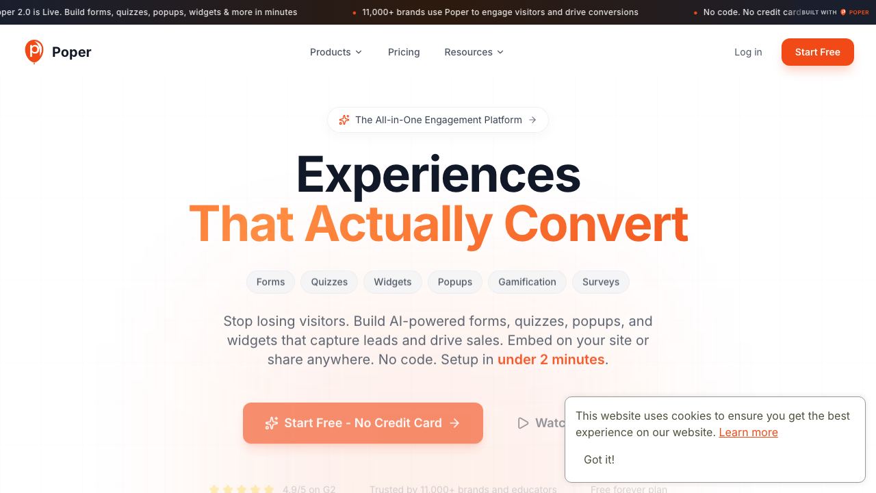 Poper website screenshot