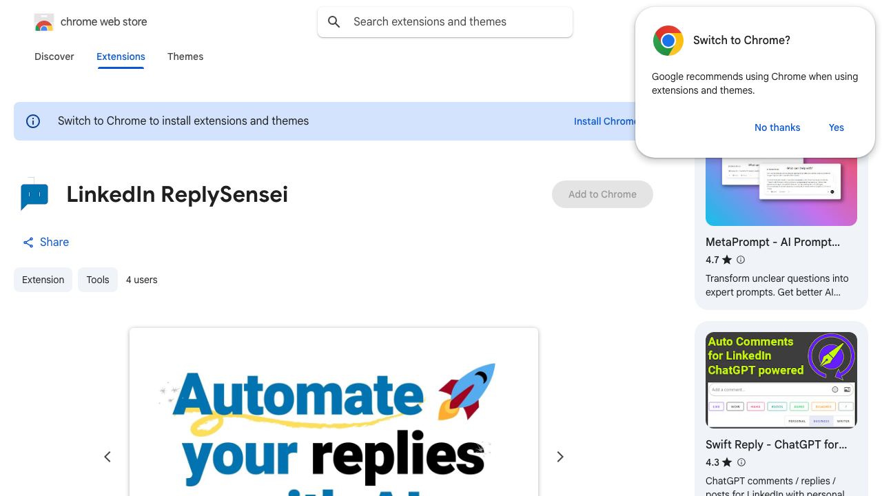 LinkedIn ReplySensei 网站截图
