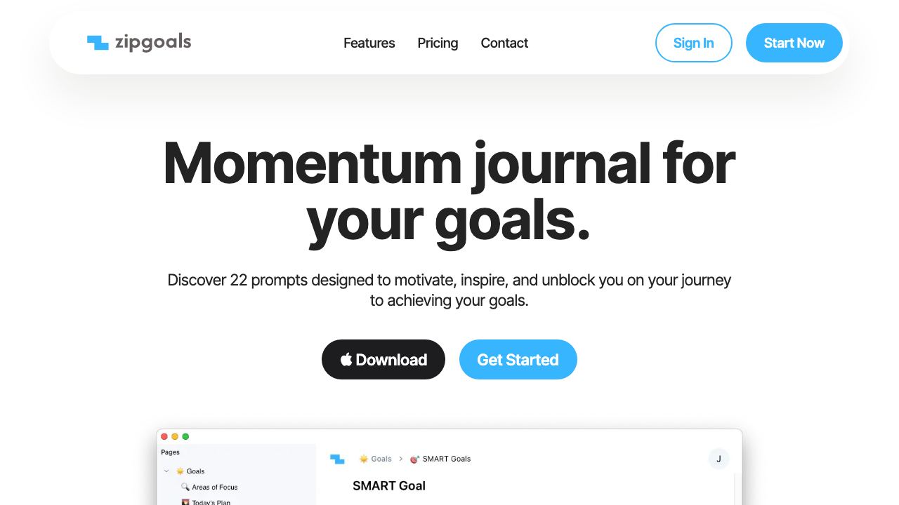 Zipgoals website screenshot