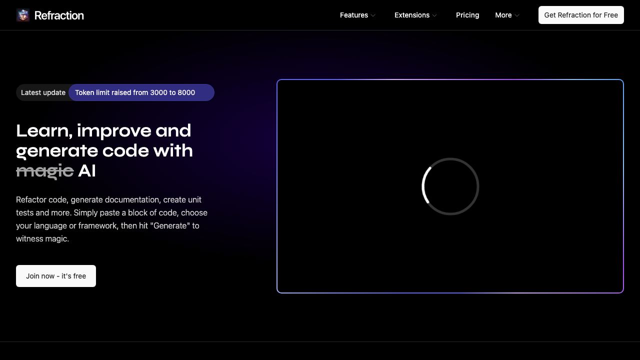Refraction website screenshot