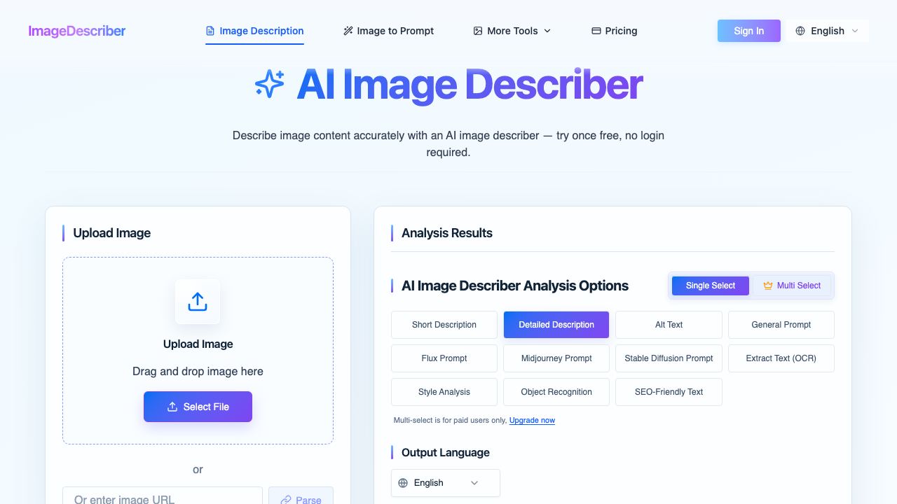 Image Describer 网站截图