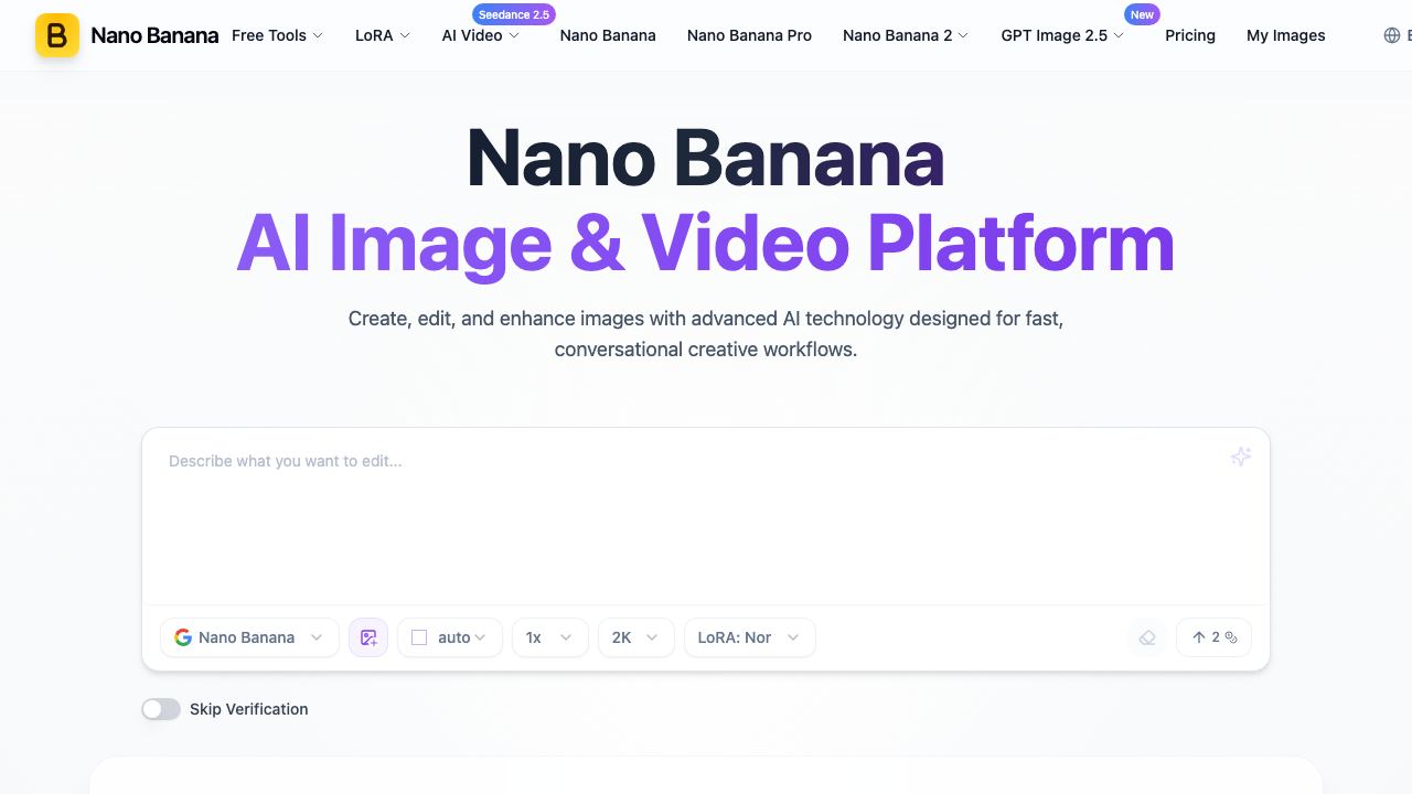 Nano-Banana AI website screenshot