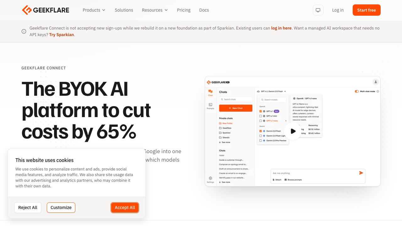 Geekflare Connect website screenshot