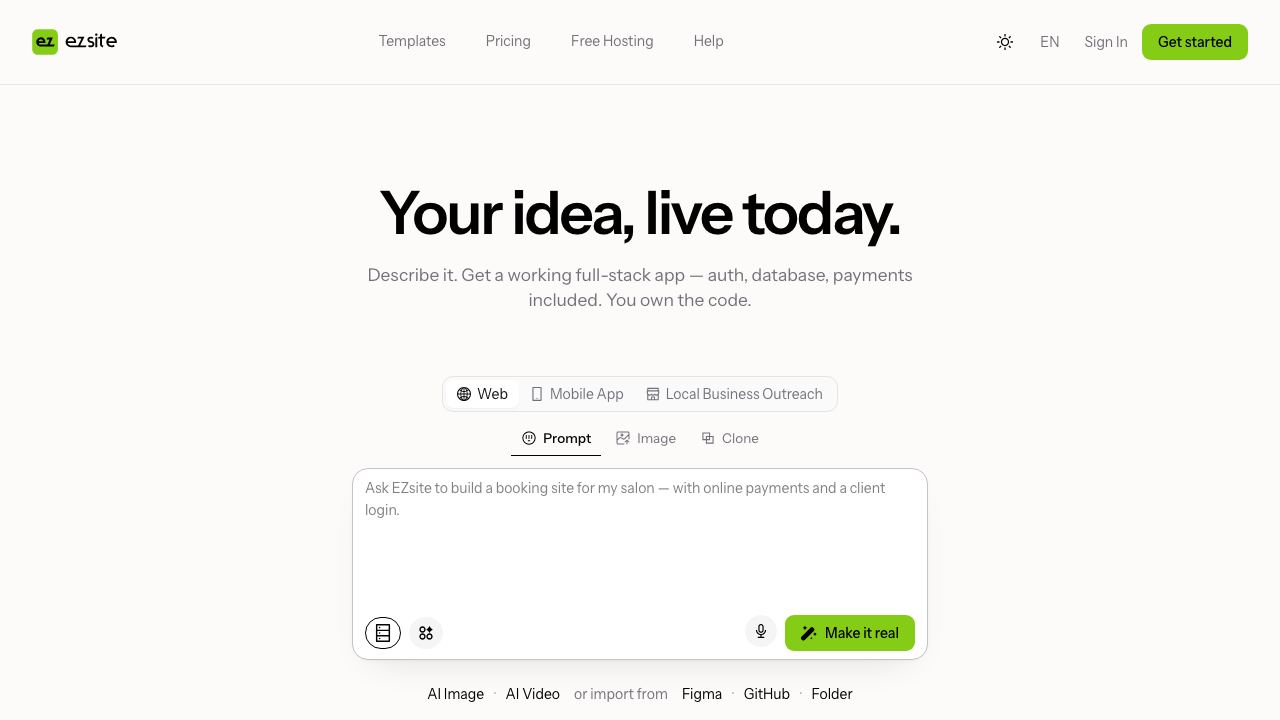 EasySite website screenshot
