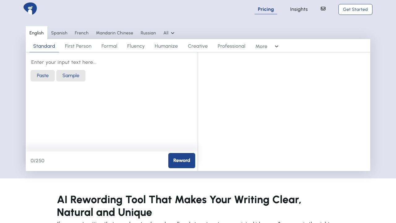 Rewording Tool website screenshot
