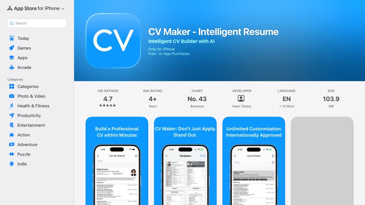 Resume Generator 100% Free 网站截图