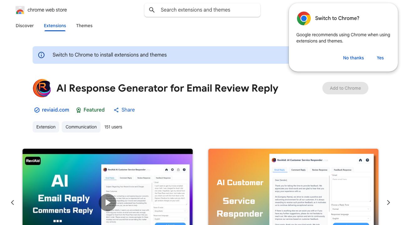 AI Response Generator for Email Review Reply 网站截图