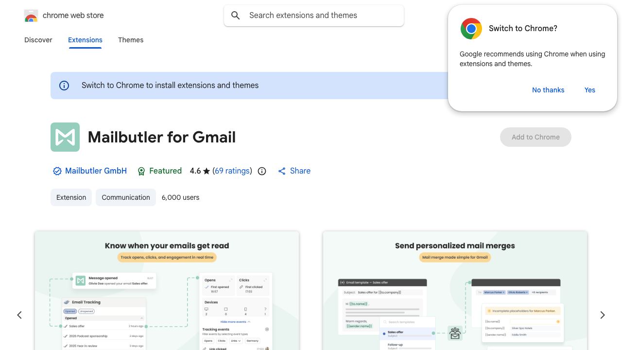 Mailbutler for Gmail website screenshot