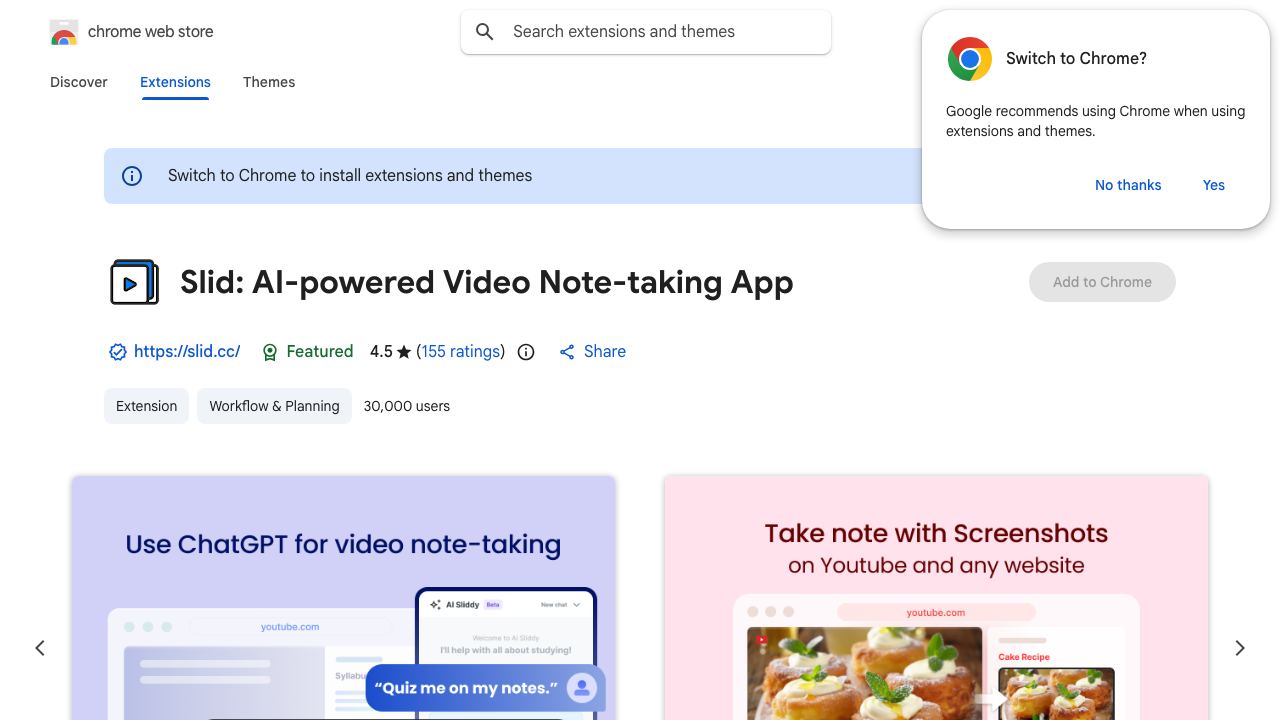 Slid: Smarter Video Note-taking with ChatGPT 网站截图