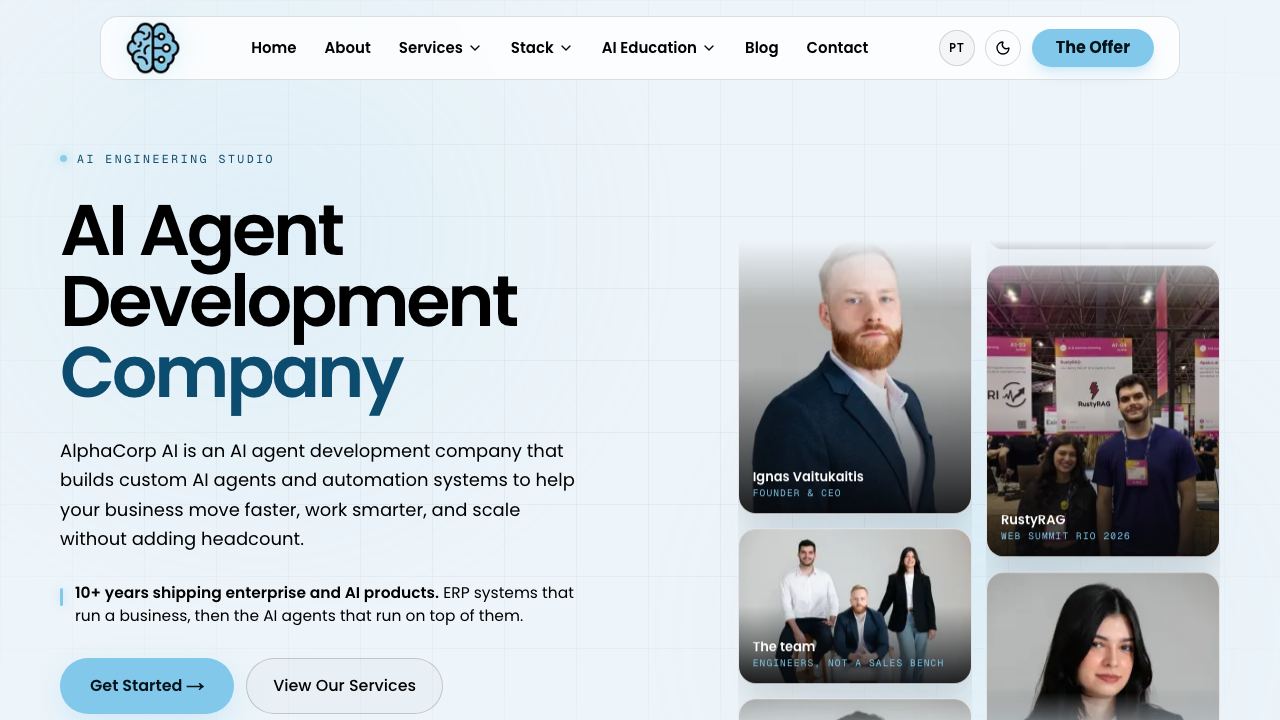 AlphaCorp AI 网站截图