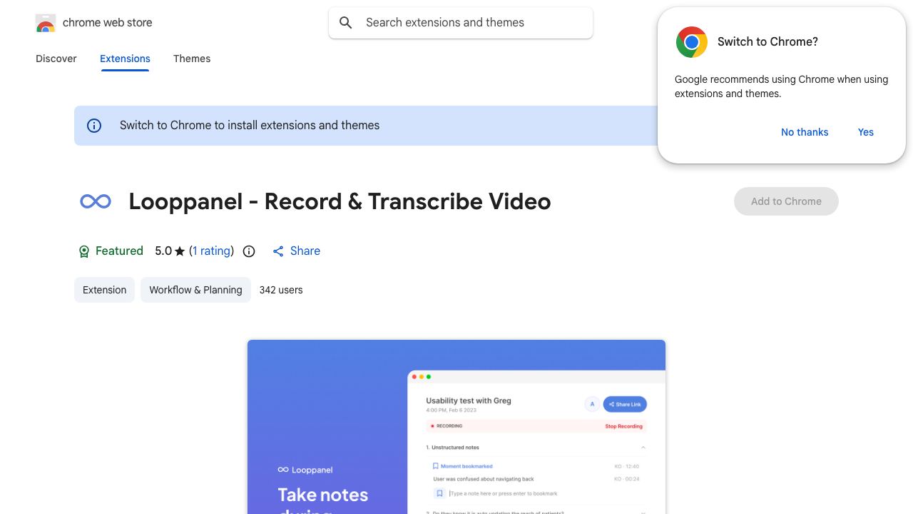 Looppanel - Record & Transcribe Video 网站截图