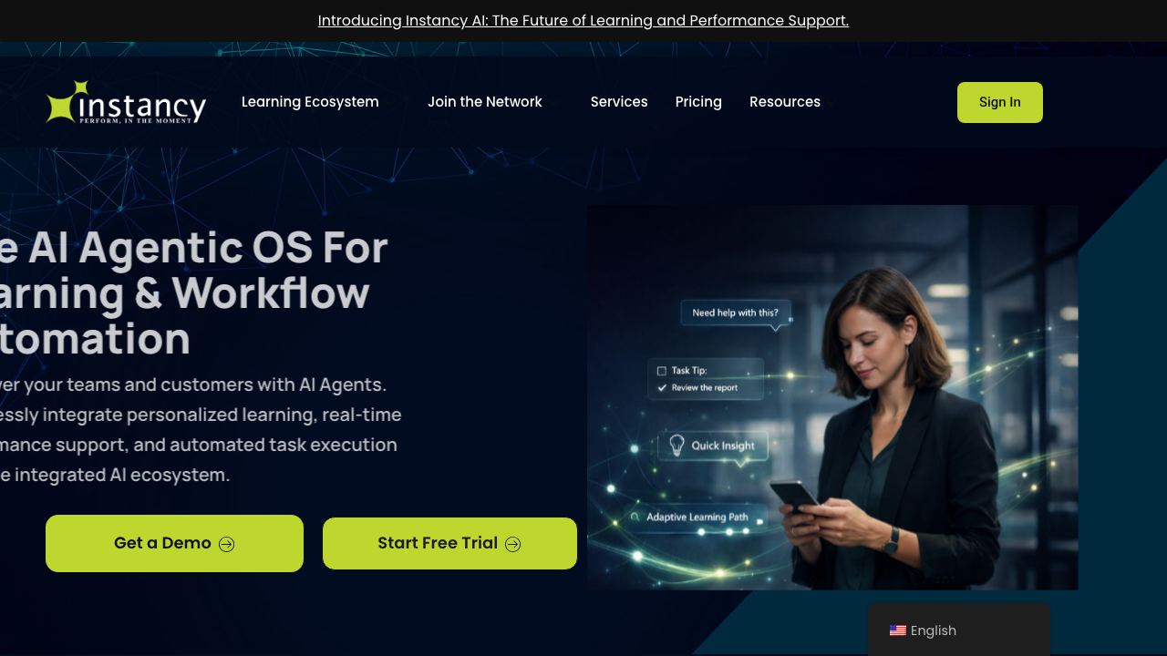 Instancy website screenshot
