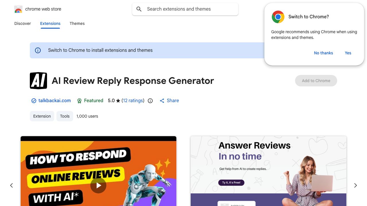 AI Review Reply Response Generator 网站截图